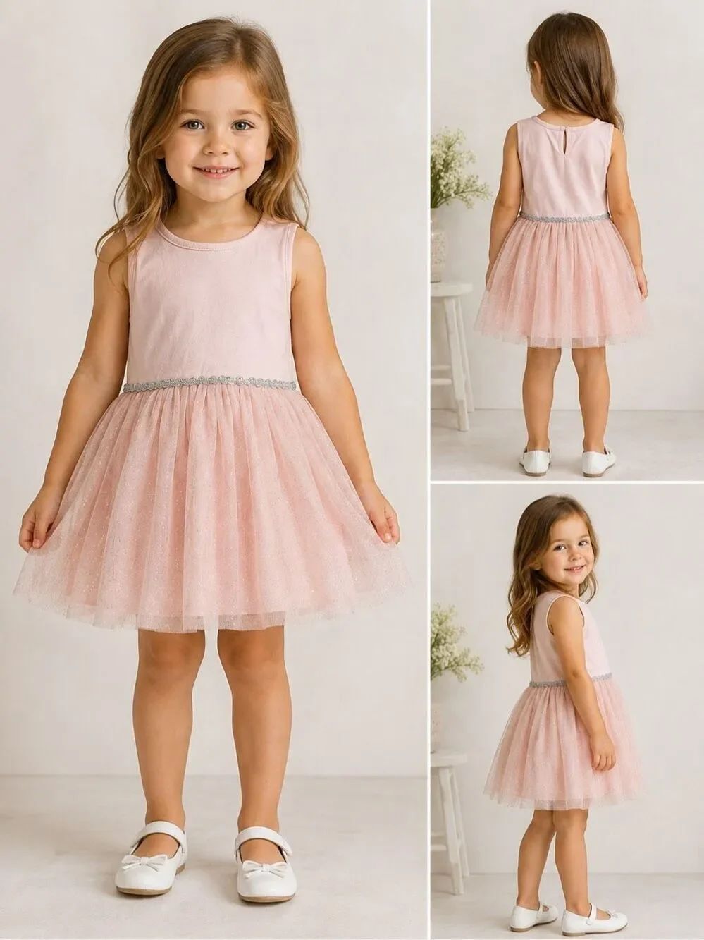 Little Lass Toddler Girls Pink Tulle Party Dress Size 4T Sparkle Sleeveless